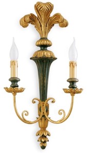 Casa Padrino lampada da parete doppio di lusso oro / verde 31 x 16 x A. 60 cm - Magnifica lampada da parete in stile barocco - Luci barocche - Qualità di lusso - Fatto in Italia