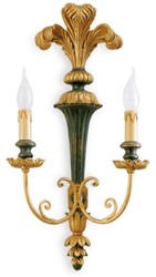 Casa Padrino lampada da parete doppio di lusso oro / verde 31 x 16 x A. 60 cm - Magnifica lampada da parete in stile barocco - Luci barocche - Qualità di lusso - Fatto in Italia