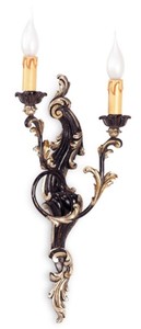 Casa Padrino applique murale double de luxe baroque noir / or 23 x 19 x H. 55 cm - Magnifique applique de style baroque - Luminaires baroques - Qualité de luxe - Fabriquée en Italie