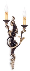 Casa Padrino applique murale double de luxe baroque noir / or 23 x 19 x H. 55 cm - Magnifique applique de style baroque - Luminaires baroques - Qualité de luxe - Fabriquée en Italie