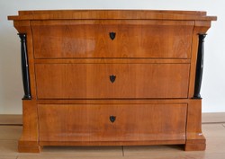 Casa Padrino cassettone Biedermeier di lusso in legno massello con 3 cassetti marrone / nero 100 x 60 x A. 80 cm - Cassettone camera da letto - Mobili camera da letto - Mobili Biedermeier