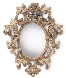 Casa Padrino luxury baroque mirror antique gold - Oval Italian baroque style wall mirror with antique mirror glass - Luxury furniture in baroque style - Luxury Quality - Made in Italy