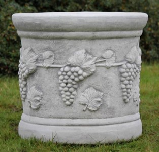Casa Padrino maceta decorativo de jardín barroco gris Ø 44 x A. 46 cm - Macetero redondo de estilo barroco - Decoración barroco de jardín - Decoración barroco de terraza - Accesorios barroco
