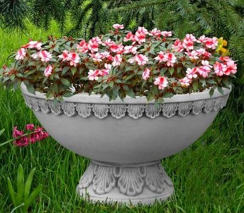 Casa Padrino maceta decorativo de jardín barroco gris Ø 60 x A. 35 cm - Macetero redondo de estilo barroco - Decoración barroco de jardín - Decoración barroco de terraza - Accesorios barroco