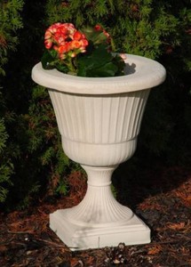Casa Padrino maceta decorativo de jardín barroco blanco Ø 39 x A. 52 cm - Macetero redondo de estilo barroco - Decoración barroco de jardín - Decoración barroco de terraza - Accesorios barroco