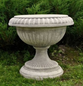 Casa Padrino maceta decorativo de jardín barroco gris Ø 50 x A. 43 cm - Macetero redondo de estilo barroco - Decoración barroco de jardín - Decoración barroco de terraza - Accesorios barroco