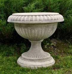 Casa Padrino vaso di fiori decorativo da giardino barocco grigio Ø 50 x A. 43 cm - Vaso per piante rotondo in stile barocco - Decorazione da giardino barocco - Accessori decorazione barocco