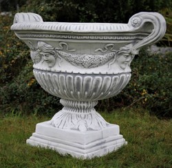 Casa Padrino baroque garden decorative flower pot gray 66 x 60 x H. 54 cm - Magnificent baroque style plant pot - Baroque garden decoration - Baroque decoration accessories