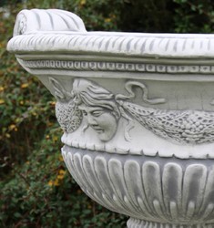 Casa Padrino baroque garden decorative flower pot gray 66 x 60 x H. 54 cm - Magnificent baroque style plant pot - Baroque garden decoration - Baroque decoration accessories