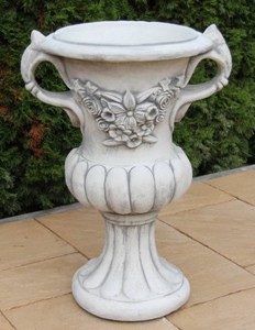 Casa Padrino maceta decorativo de jardín barroco gris Ø 50 x A. 93 cm - Magnífico macetero de estilo barroco - Decoración barroco de jardín - Decoración barroco de terraza - Accesorios barroco