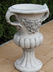 Casa Padrino baroque garden decorative flower pot gray Ø 50 x H. 93 cm - Magnificent baroque style plant pot - Baroque garden decoration - Baroque terrace decoration - Baroque garden accessories