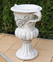 Casa Padrino baroque garden decorative flower pot gray Ø 50 x H. 93 cm - Magnificent baroque style plant pot - Baroque garden decoration - Baroque terrace decoration - Baroque garden accessories
