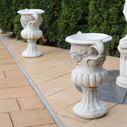 Casa Padrino baroque garden decorative flower pot gray Ø 50 x H. 93 cm - Magnificent baroque style plant pot - Baroque garden decoration - Baroque terrace decoration - Baroque garden accessories