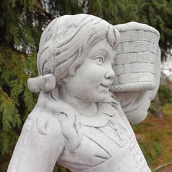 Casa Padrino Art Nouveau Sculpture Girl with Flowerpot Gray 50 x 40 x H. 67 cm - Elegant Garden Decoration Stone Figure with Plant Pot - Baroque & Art Nouveau Garden Decoration Accessories