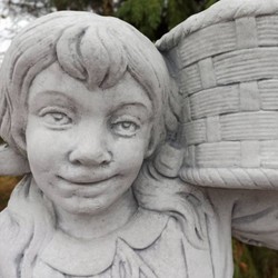 Casa Padrino Art Nouveau Sculpture Girl with Flowerpot Gray 50 x 40 x H. 67 cm - Elegant Garden Decoration Stone Figure with Plant Pot - Baroque & Art Nouveau Garden Decoration Accessories