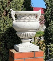 Casa Padrino maceta decorativo de jardín barroco blanco A. 53 cm - Magnífico macetero de estilo barroco - Decoración barroco de jardín - Decoración barroco de terraza - Accesorios barroco