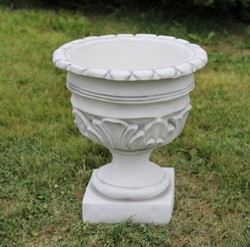 Casa Padrino pot de fleurs décoratif de jardin baroque blanc H. 44 cm - Cache pot rond de style baroque - Décoration de jardin et terrasse baroque - Accessoires de jardin baroque