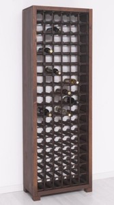 Casa Padrino country style solid wood wine cabinet brown / black 68 x 35 x H. 200 cm - Solid wood wine rack in country style - Solid wood bar furniture - Country style bar furniture