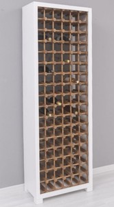 Casa Padrino armario de vino de madera maciza de estilo campestre blanco / natural 68 x 35 x A. 200 cm - Estante de vino de madera maciza en estilo campestre - Mueble bar de estilo campestre
