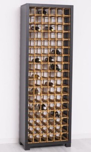 Casa Padrino country style solid wood wine cabinet black / natural 68 x 35 x H. 200 cm - Solid wood wine rack in country style - Solid wood bar furniture - Country style bar furniture