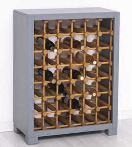 Casa Padrino armadio del vino in legno massello stile country grigio / naturale 68 x 35 x A. 68 cm - Scaffale del vino in legno massello in stile country - Mobile bar legno massello stile country