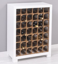Casa Padrino armadio del vino in legno massello stile country bianco / naturale 68 x 35 x A. 68 cm - Scaffale del vino in legno massello in stile country - Mobile bar legno massello stile country