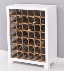 Casa Padrino armadio del vino in legno massello stile country bianco / naturale 68 x 35 x A. 68 cm - Scaffale del vino in legno massello in stile country - Mobile bar legno massello stile country