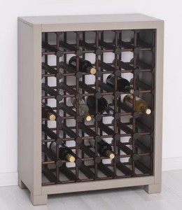 Casa Padrino armadio del vino in legno massello stile country grigio / marrone scuro / nero 68 x 35 x A. 68 cm - Scaffale del vino in legno massello in stile country - Mobile bar in stile country