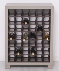 Casa Padrino armadio del vino in legno massello stile country grigio / marrone scuro / nero 68 x 35 x A. 68 cm - Scaffale del vino in legno massello in stile country - Mobile bar in stile country