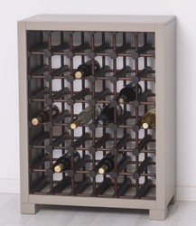 Casa Padrino armadio del vino in legno massello stile country grigio / marrone scuro / nero 68 x 35 x A. 68 cm - Scaffale del vino in legno massello in stile country - Mobile bar in stile country