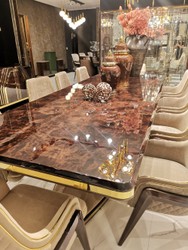 Luxus Art Deco Massivholz Esstisch Esszimmertisch Küchentisch Braun Beige Gold Luxury Art Deco Solid Wood Dining Room Table Kitchen Table Brown Beige Gold Luxus Art Deco Massivholz Esstisch Esszimmertisch Küchentisch Braun Beige Gold Luxury Art Deco Solid Wood Dining Room Table Kitchen Table Brown Beige Gold