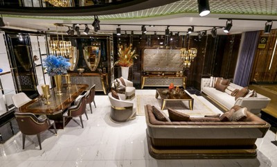 Casa Padrino Luxus Esstisch Grau / Braun / Gold 226 x 112 x H. 70 cm - Rechteckiger Massivholz Küchentisch - Esszimmer Möbel - Luxus Möbel - Luxus Kollektion
