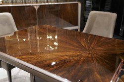 Luxus Massivholz Esstisch Esszimmertisch Küchentisch Dunkelbraun Grau Kupfer Luxury Solid Wood Dining Room Table Kitchen Table Dark Brown Gray Copper