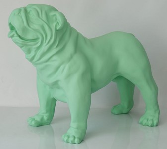 Casa Padrino figurine décorative de luxe chien bouledogue vert clair 85 x 45 x H. 74 cm - Sculpture décorative en résine - Décoration de salon - Figurine animalière décorative de luxe