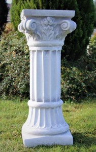 Casa Padrino Barock Säule Weiß / Grau H. 76 cm - Prunkvolle Gartensäule im Barockstil - Gartendeko Stein Säule - Barock Garten & Terrassen Deko Accessoires