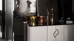 Runder Luxus Kupfer Champagnerkühler Weinkühler Gold Round Luxury Copper Champagne Cooler Wine Cooler Gold