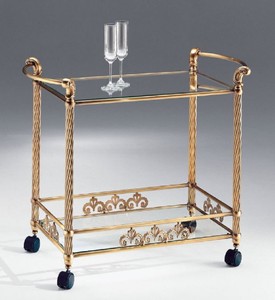 Casa Padrino chariot de service de luxe laiton / bronze antique / noir 86 x 48 x H. 72 cm - Chariot en laiton avec plaques en verre - Accessoires hôtels et restaurants - Fabriqué en Italie