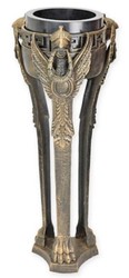 Casa Padrino support pour pot de fleurs décoratif de jardin en laiton antique Ø 31,5 x H. 80 cm - Support pour pot de fleurs en fonte de style baroque - Décoration de jardin baroque