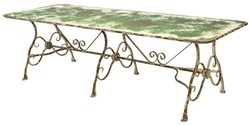 Casa Padrino Art Nouveau Wrought Iron Garden Furniture Set Antique Green - 1 Art Nouveau Garden Dining Table & 6 Art Nouveau Garden Chairs - Baroque & Art Nouveau Gastronomy & Garden Furniture
