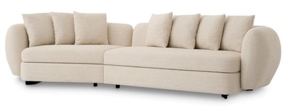 Casa Padrino sofá de lujo beige / negro 314 x 130 x A. 68 cm - Sofá de salón curvo - Sofá de hotel - Muebles de salón - Muebles de hotel - Interiores de lujo