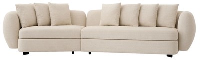 Casa Padrino Luxus Sofa Beige / Schwarz 314 x 130 x H. 68 cm - Gebogenes Wohnzimmer Sofa - Hotel Sofa - Wohnzimmer Möbel - Hotel Möbel - Luxus Möbel - Luxus Einrichtung