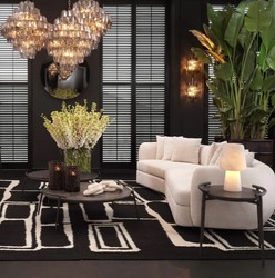 Casa Padrino luxury sofa beige / black 314 x 130 x H. 68 cm - Curved living room sofa - Hotel sofa - Living room furniture - Hotel furniture - Luxury furniture - Luxury furnishings