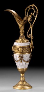 Casa Padrino luxury baroque wine jug gold / white gray 16 x H. 39 cm - Handmade bronze jug - Baroque decorative accessories - Baroque interior - Baroque furniture - Noble & Magnificent