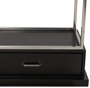 Casa Padrino Regalschrank mit Leiter Silber / Schwarz 220 x 45 x H. 240 cm - Bücherschrank - Wohnzimmer Schrank - Büro Schrank - Wohnzimmer Möbel - Büro Möbel - Luxus Möbel