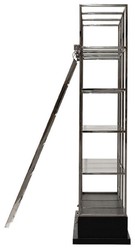 Casa Padrino armadio scaffale con scala argento / nero 220 x 45 x A. 240 cm - Armadio per libri - Armadio da soggiorno - Armadio da ufficio - Mobili soggiorno - Mobili ufficio - Mobili di lusso
