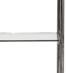Casa Padrino armadio scaffale con scala argento / nero 220 x 45 x A. 240 cm - Armadio per libri - Armadio da soggiorno - Armadio da ufficio - Mobili soggiorno - Mobili ufficio - Mobili di lusso