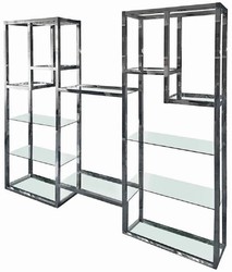 Casa Padrino armoire étagère avec étagères en verre argent 220 x 40 x H. 220 cm - Armoire à livres - Armoire de salon - Armoire de bureau - Meuble de salon - Meuble de bureau - Meuble de luxe