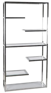 Casa Padrino armadio scaffale con ripiani in vetro argento 110 x 36 x A. 220 cm - Armadio per libri - Armadio da soggiorno - Armadio ufficio - Mobili soggiorno - Mobili ufficio - Mobili di lusso