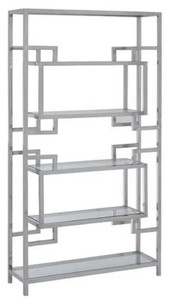 Casa Padrino armadio scaffale con ripiani in vetro argento 100 x 30 x A. 180 cm - Armadio per libri - Armadio da soggiorno - Armadio ufficio - Mobili soggiorno - Mobili ufficio - Mobili di lusso