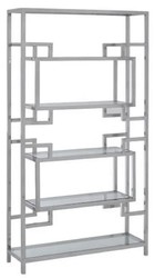 Casa Padrino armoire étagère avec étagères en verre argent 100 x 30 x H. 180 cm - Armoire à livres - Armoire de salon - Armoire de bureau - Meuble de salon - Meuble de bureau - Meuble de luxe